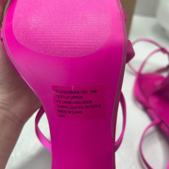 Steve Madden Brendi Strappy Satin Square Toe Heel Fuchsia Women 10 Tried On - Picture 10 of 11